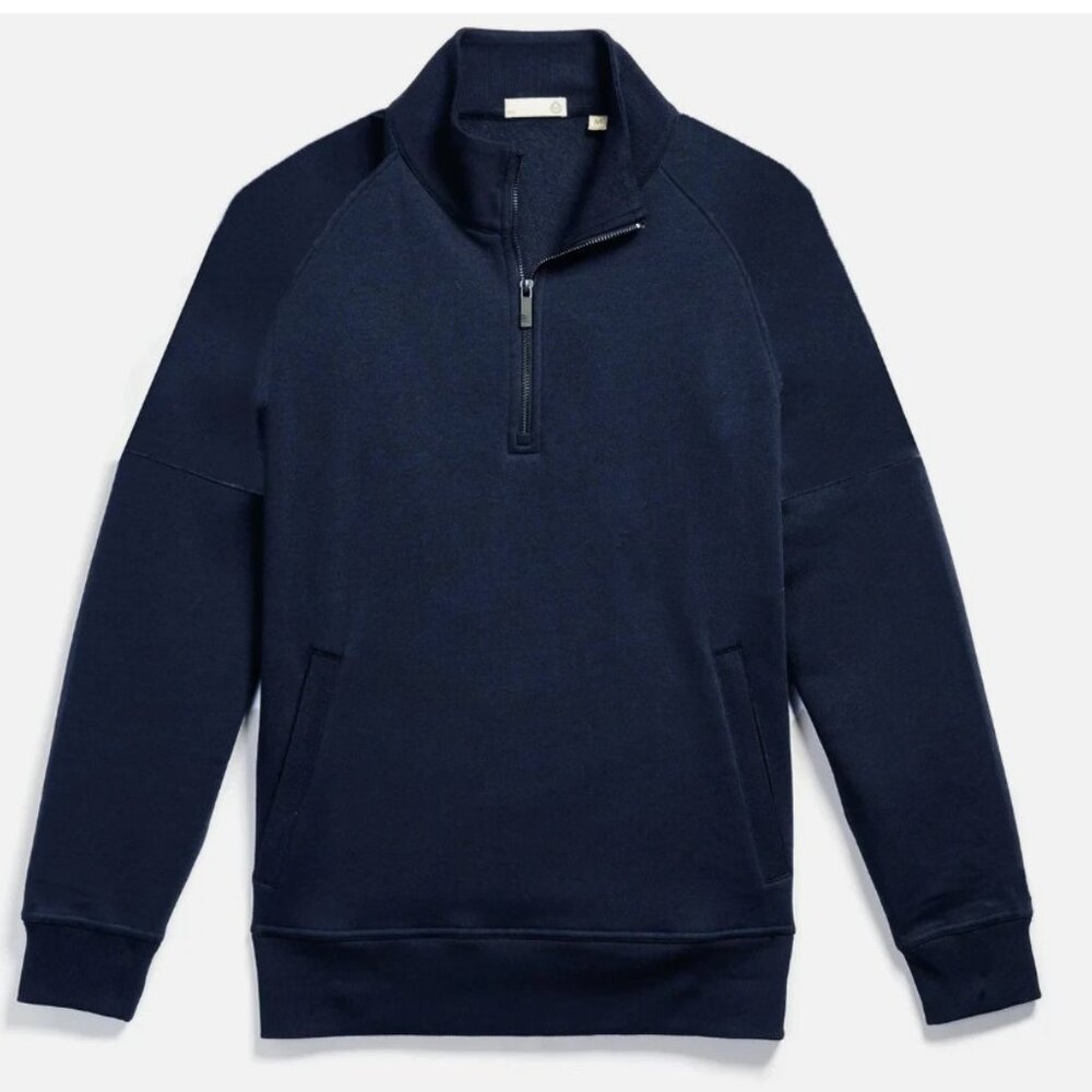 Tasc Performance Transcend Fleece 1/4 Zip Pullover Sweater $128 in Classic Navy